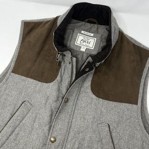 Jos A Bank Quilted Vest Herringbone Wool Blend Collar‎ Buckle Men 1X Big & Tall